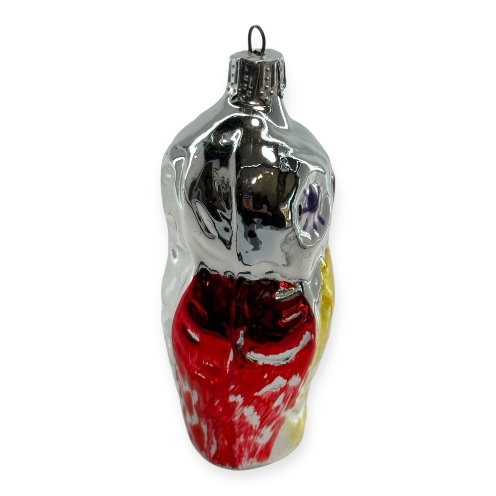 Vintage Mercury Glass Owl Christmas Ornament Hand Painted 4" Figural Woodland - Picture 4 of 6